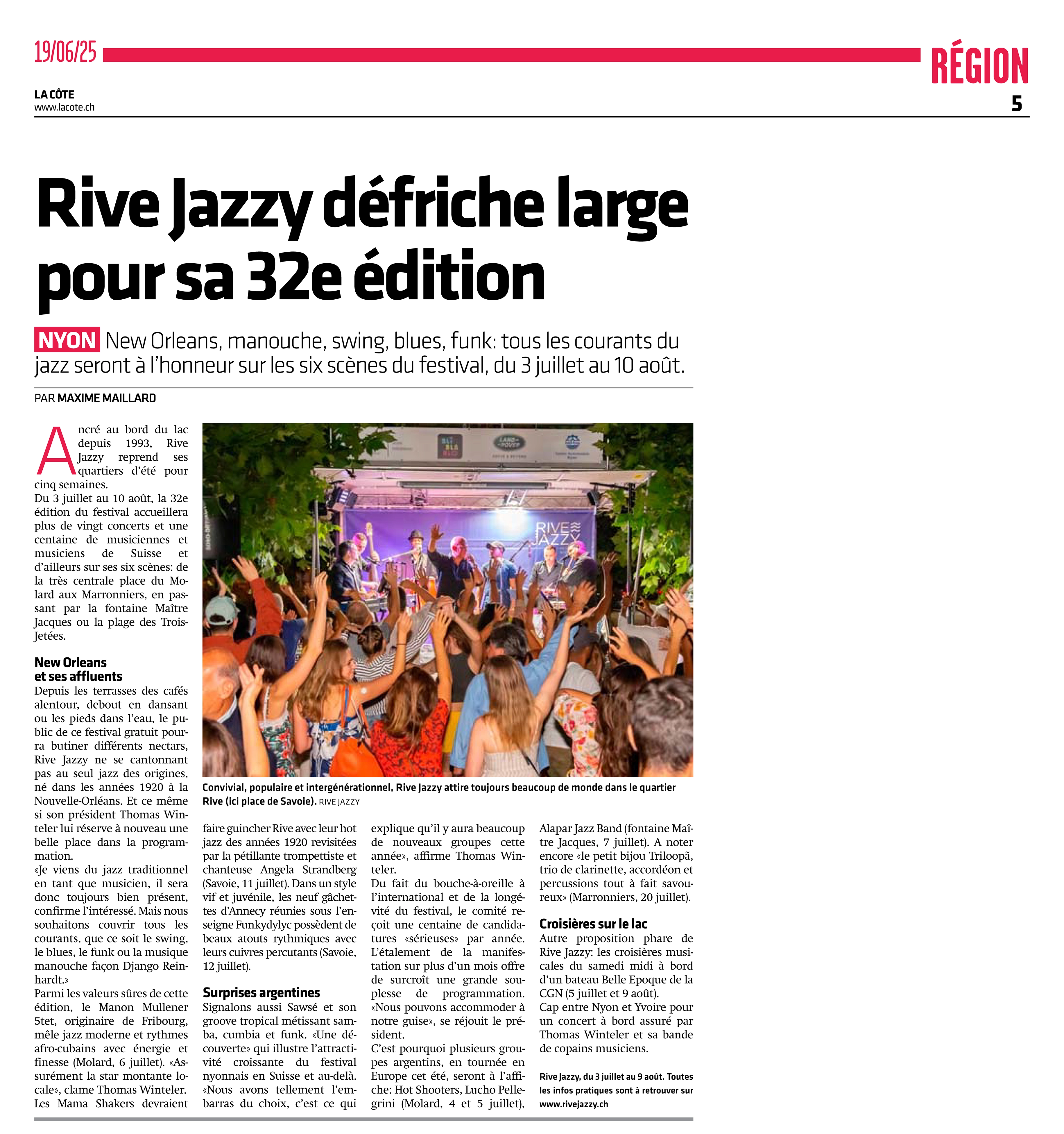 Nyon: Rive Jazzy défriche large pour sa 32e édition